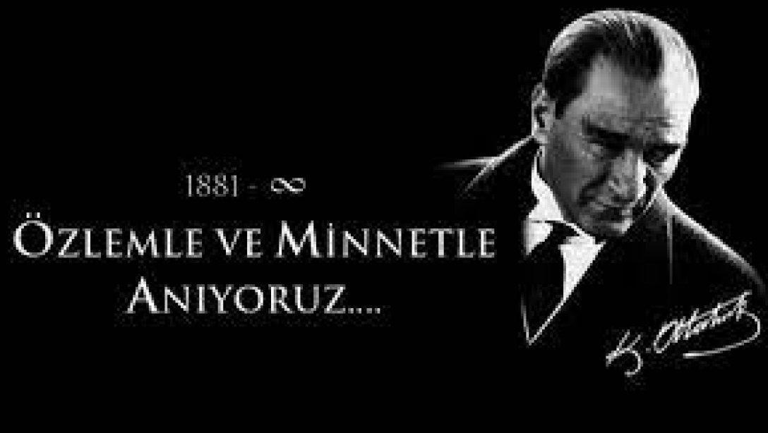 Gazi Mustafa Kemal ATATÜRK'ü anma programı ve çelenk sunma programı yapıldı